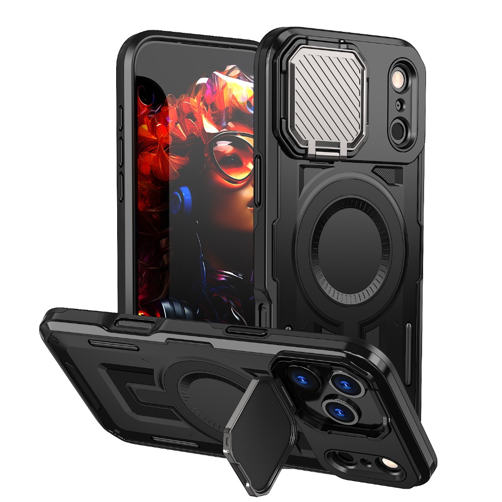 Kickstand Adjustable - Rugged Armor Magnetic Phone Case with