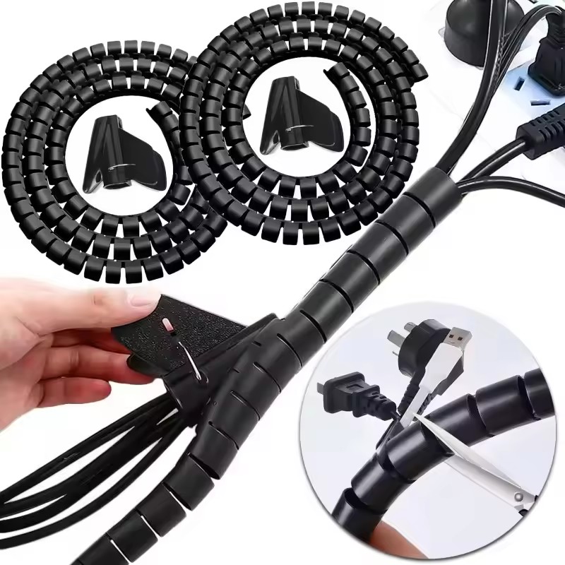 Cable Lock Flexible - 2M Flexible Spiral Cable Organizer Clips