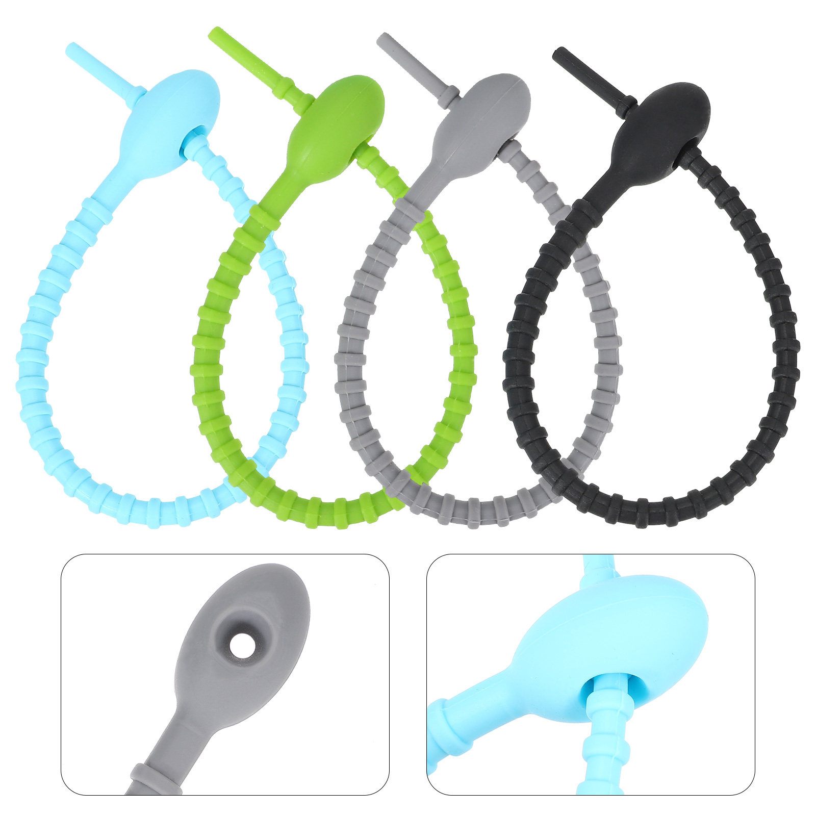 8Pcs Food Grade Silicone Food  - огляд і ціна Cable Lock Flexible