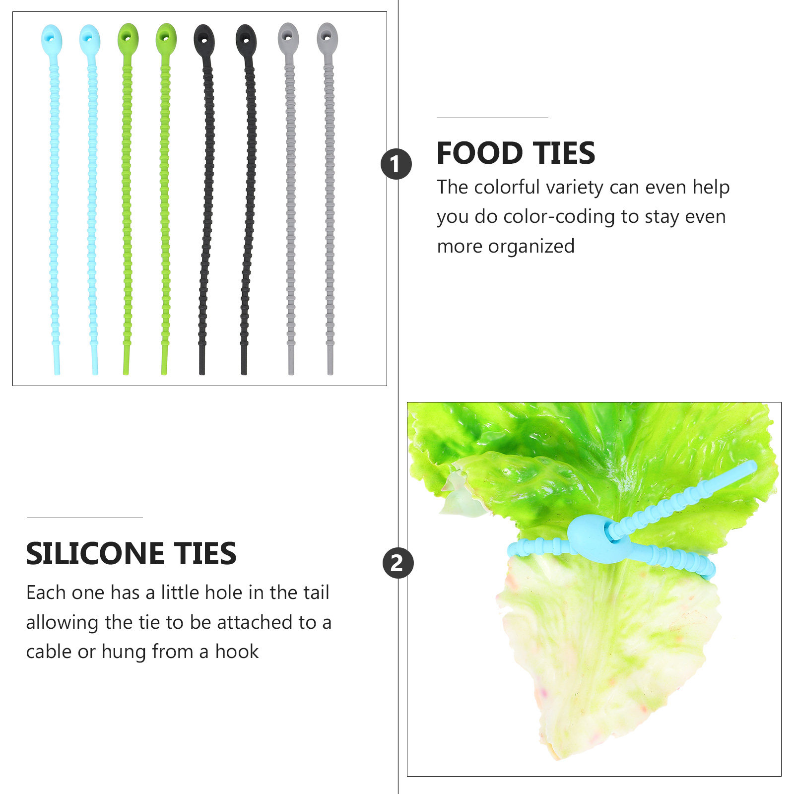 8Pcs Food Grade Silicone Food  - огляд і ціна Cable Lock Flexible